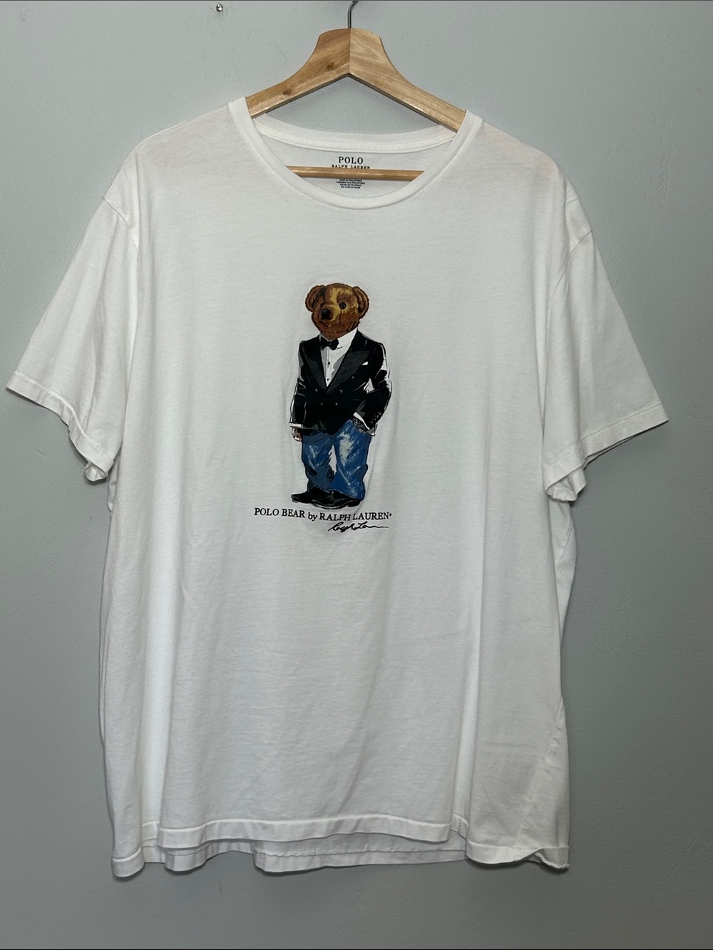 Polo Ralph Lauren White Tee Tuxedo Bear T-shirt Unisex XXL 2XL